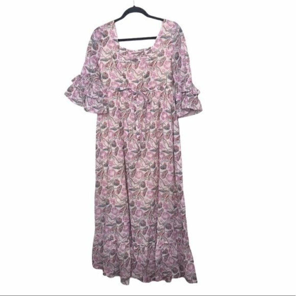 Alexa Chung Pink Pintuck Floral Maxi Dress NWT Size US 8